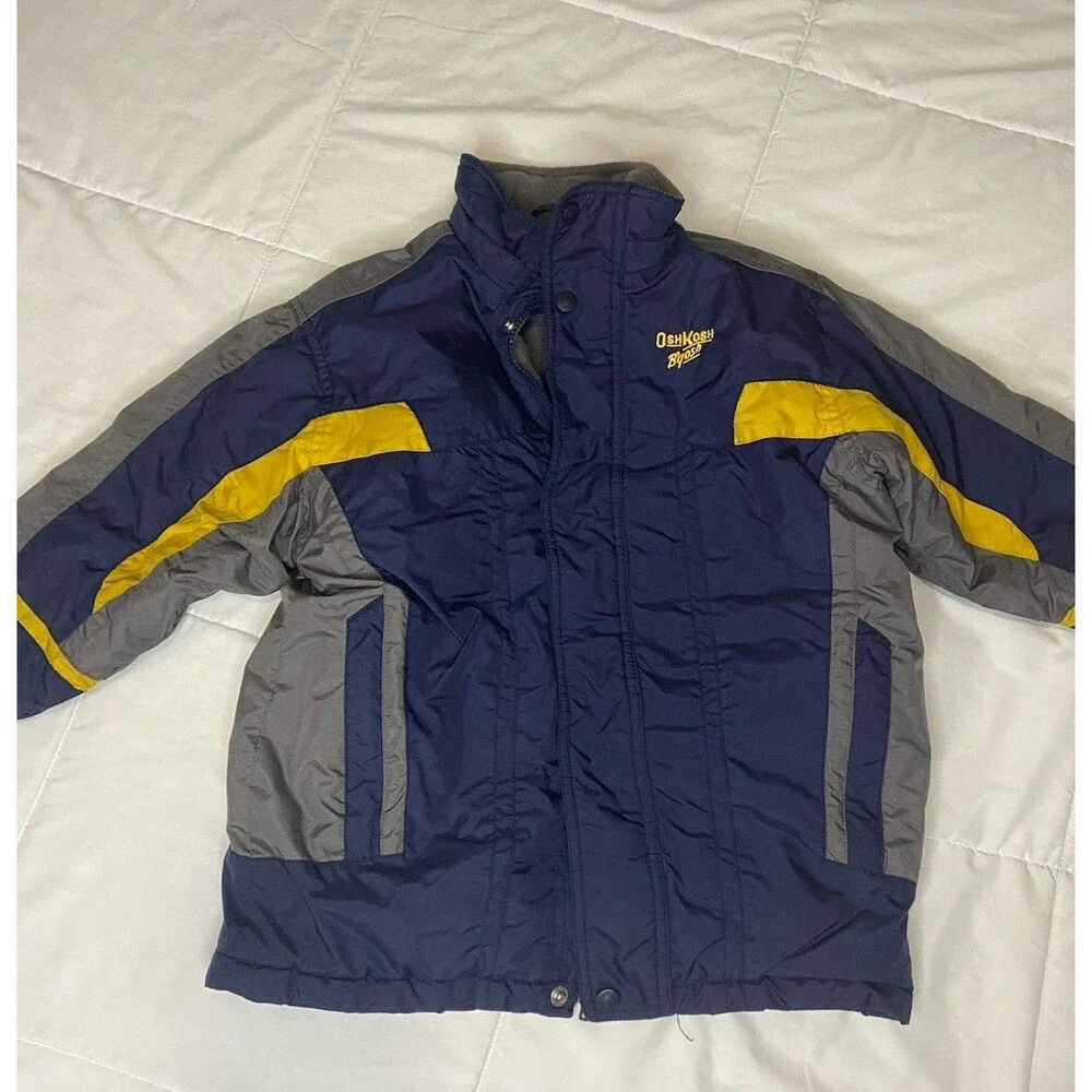 OshKosh B'gosh Boys Size 6 Colorblock Puffer Jacket Full Zip Fleece Lined